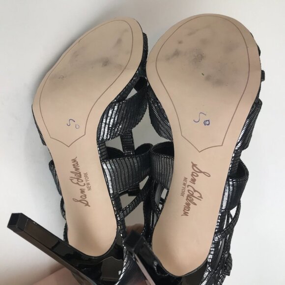 Sam Edelman Metallic Strappy Stiletto Sandals - Picture 4 of 9